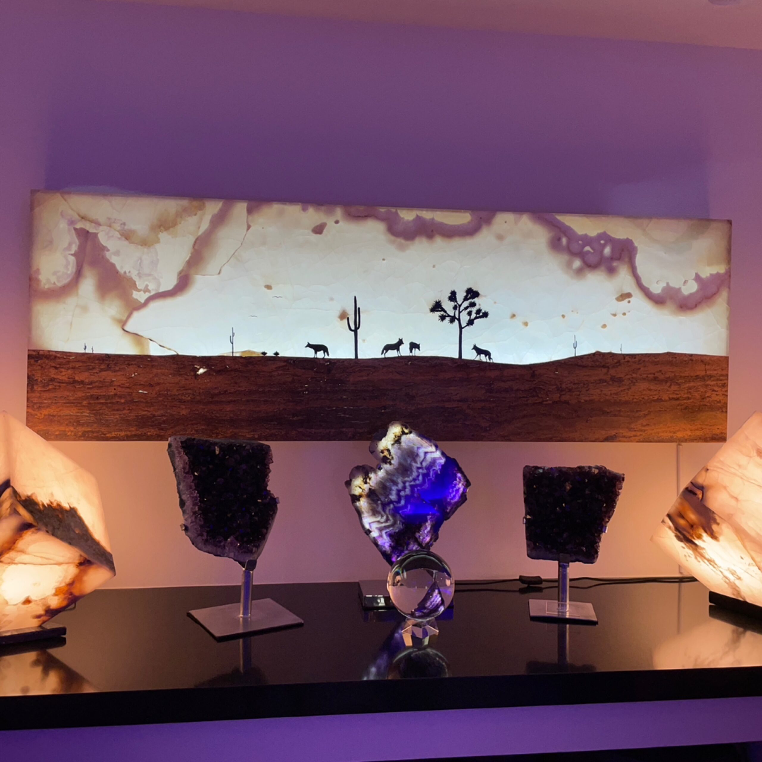 Onyx Luminary Wall Panel with Joshua Tree and Coyotes