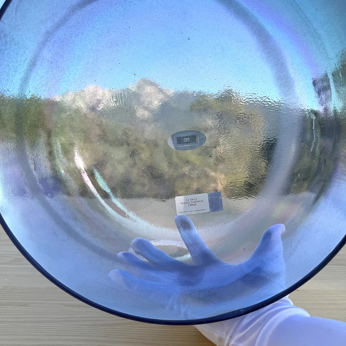 Indigo, Platinum 12" F# +15 Crystal Tones singing bowl - Image 3