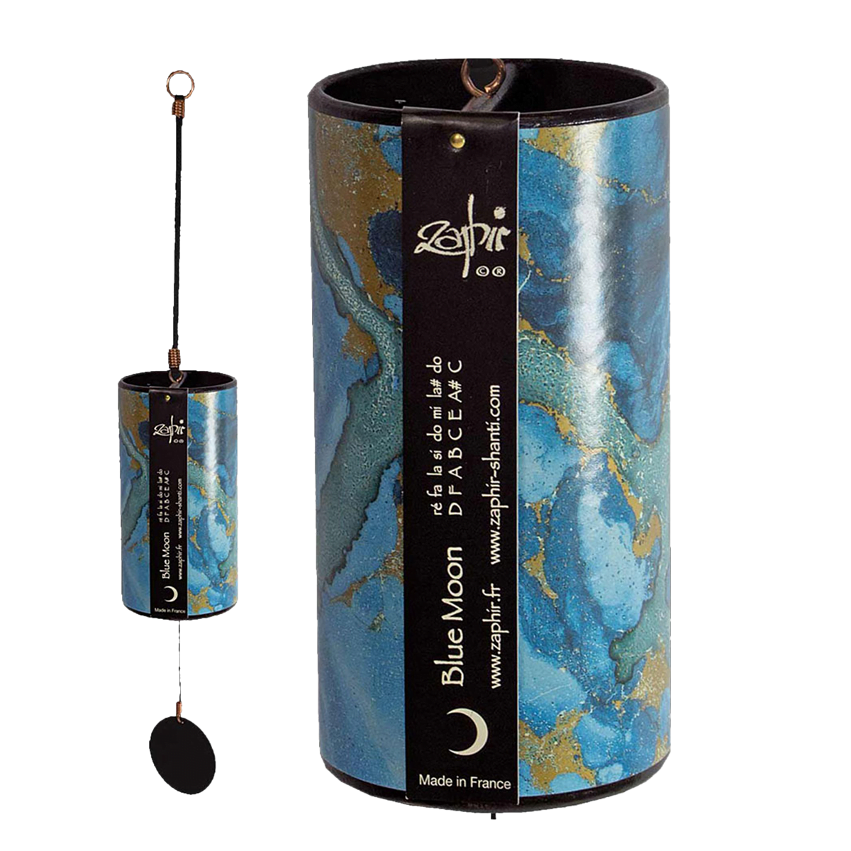 Zaphir Winter Blue Moon Chime - Jeweled Colored, Bronze Bars, Glass Clapper, 36.8 Cm Total Length, Tuned To Winter Scale