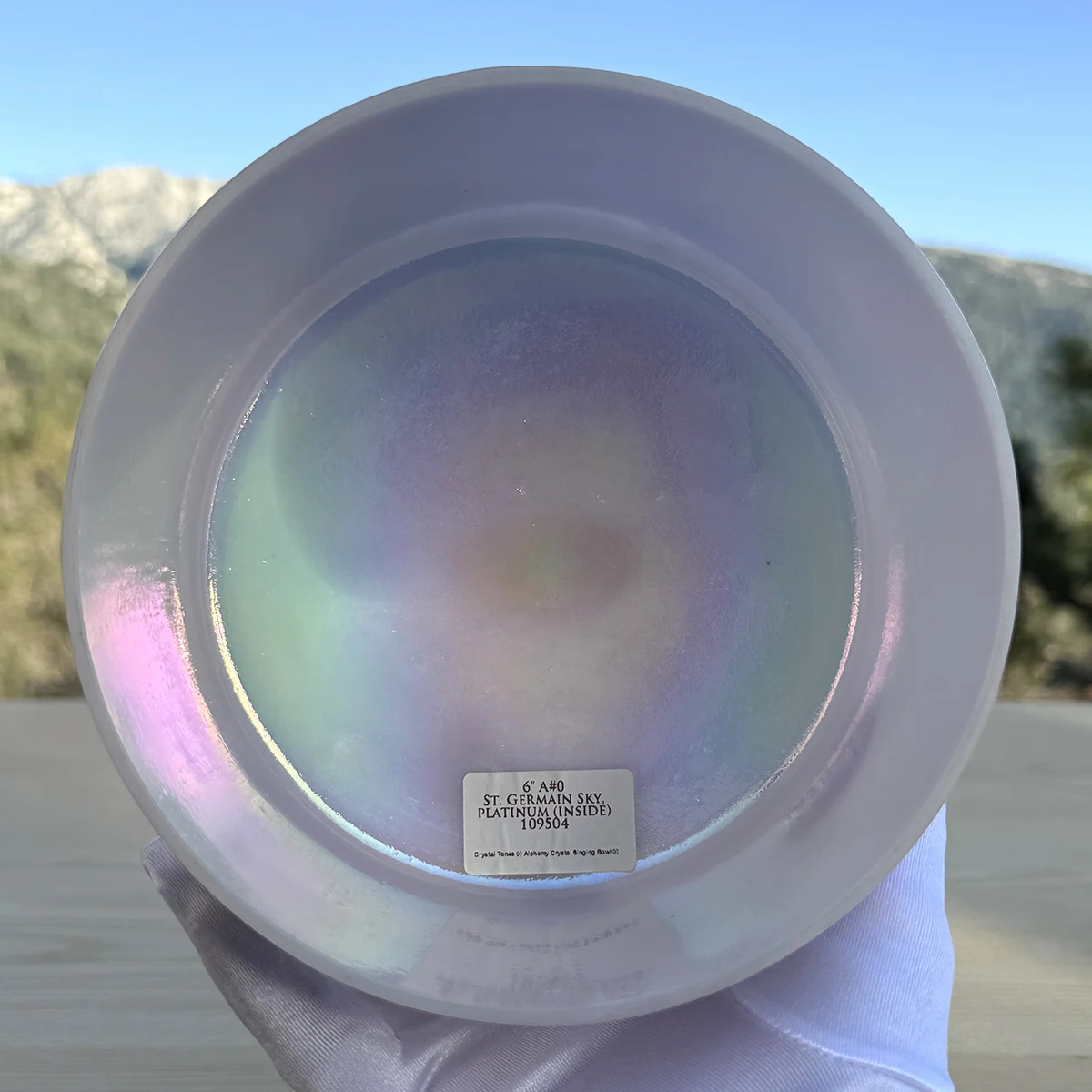 St. Germain Sky, Platinum (Inside) 6" A# 0 Crystal Tones singing bowl - Image 3
