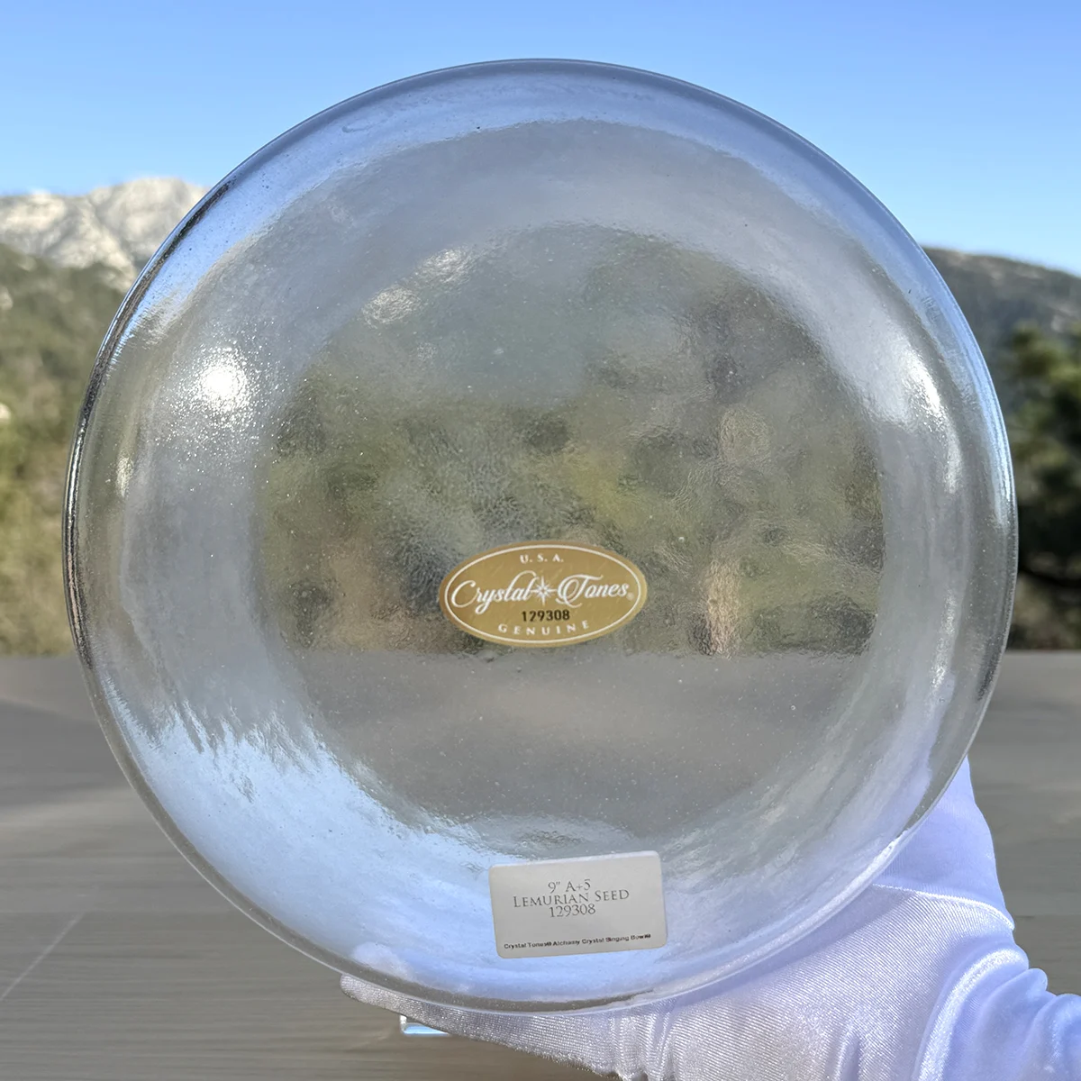 Lemurian Seed 9" A +5 Crystal Tones singing bowl - Image 2