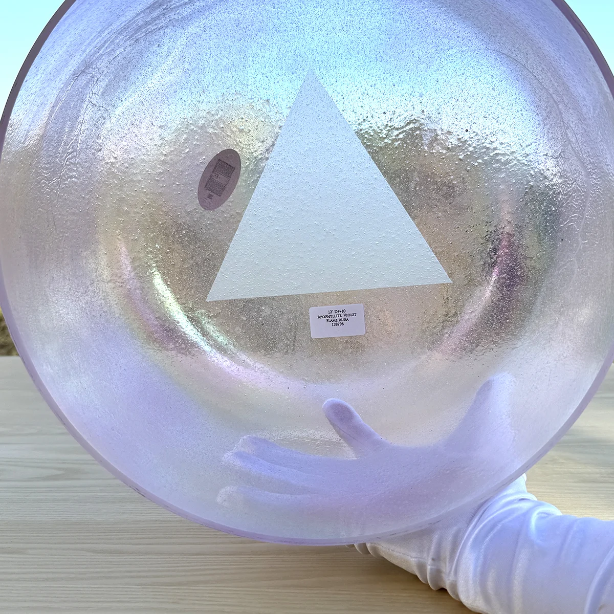 Apophyllite, Violet Flame Aura 12" D# +10 Crystal Tones singing bowl - Image 3