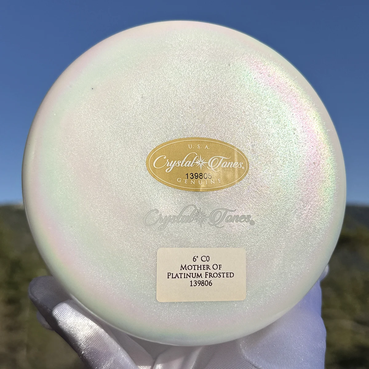 Mother Of Platinum Frosted 6" C 0 Crystal Tones singing bowl - Image 3