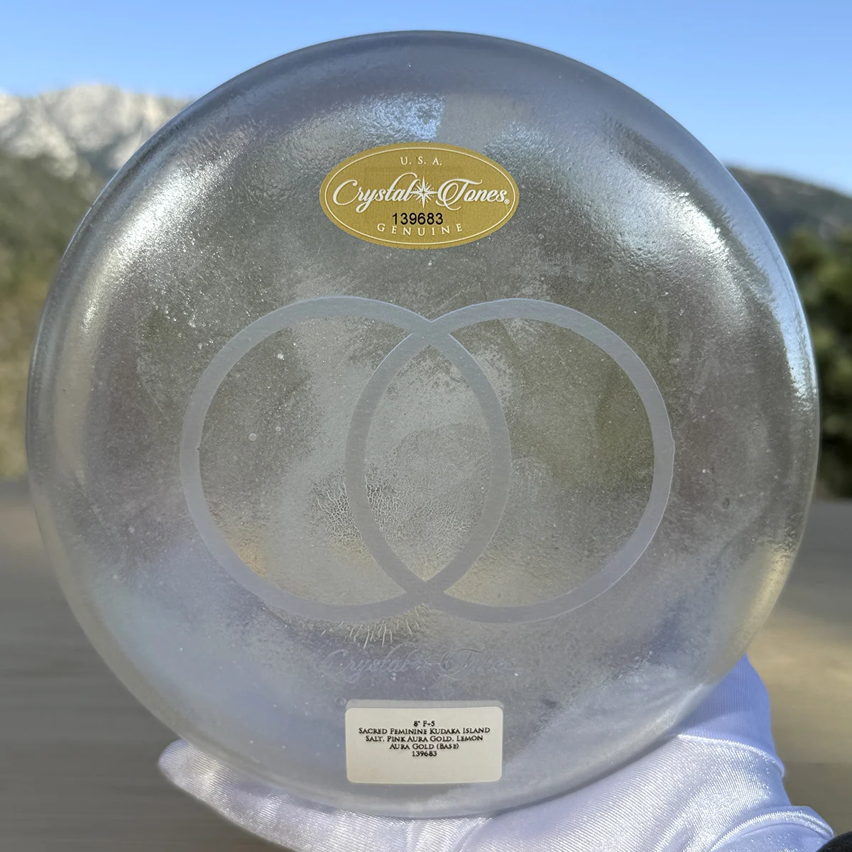 Sacred Feminine Kudaka Island Salt, Pink Aura Gold, Lemon Aura Gold (Base) 8" F +5 Crystal Tones singing bowl - Image 3