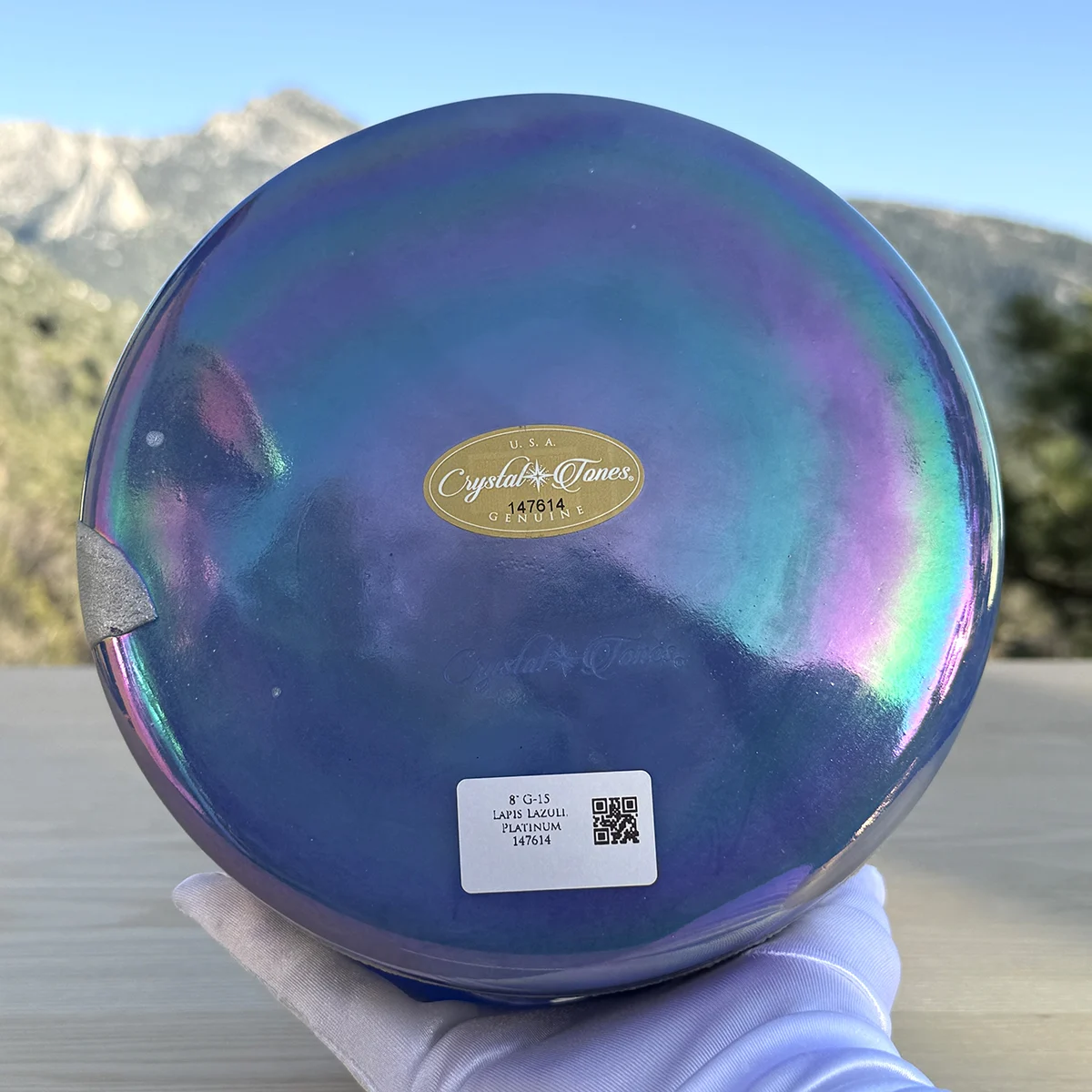 Lapis Lazuli, Platinum 8" G -15 Crystal Tones Singing Bowl - Image 3