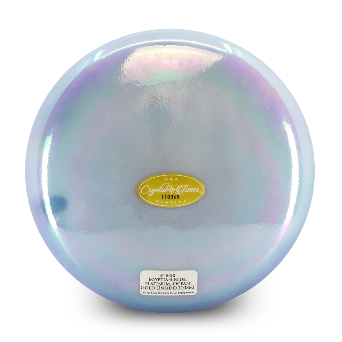 Egyptian Blue, Platinum, Ocean Gold (Inside) 8" E -30 Crystal Tones Singing Bowl - Image 3