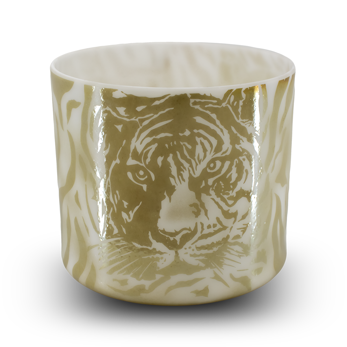 Smoky Quartz w/ Etched Tigers 8" D +30