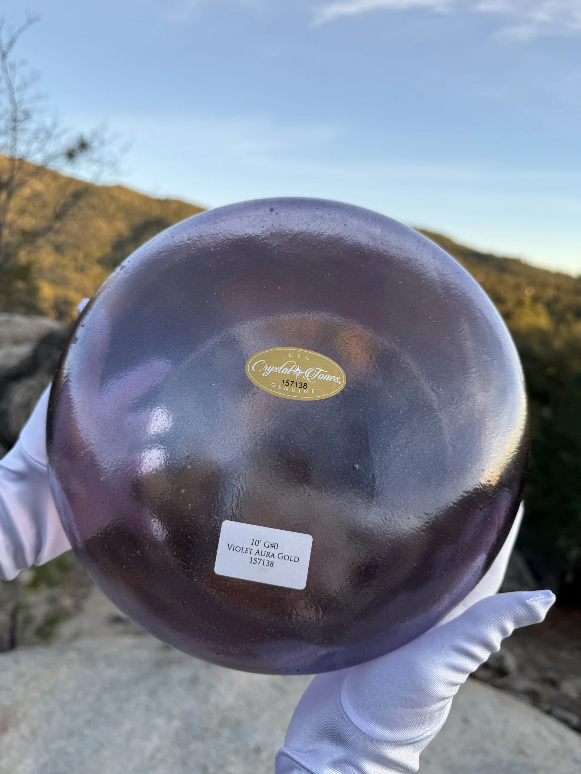 Violet Aura Gold 10" G# 0 Crystal Tones® Singing Bowl - Image 3