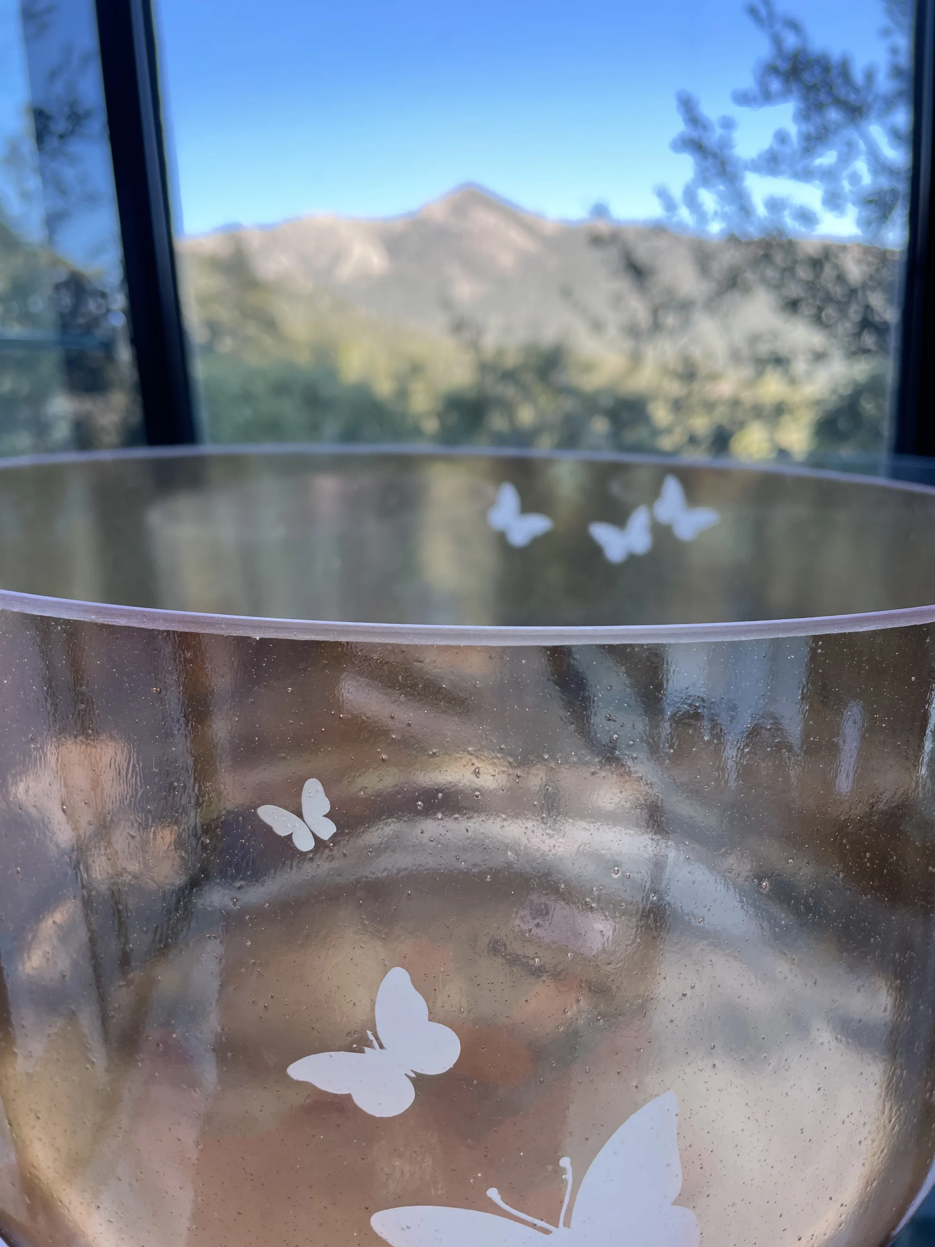 Grandmother W/ Small Etched Butterflies 12" C -20 Crystal Tones® Singing Bowl - Image 3