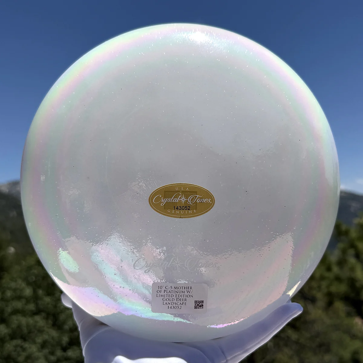 Mother of Platinum W/ Limited Edition Gold Deer Landscape 10" C -5 Crystal Tones® Singing Bowl - Image 4